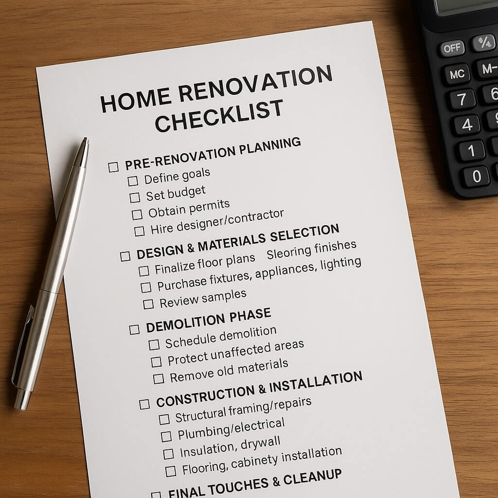 printable home renovation checklist template